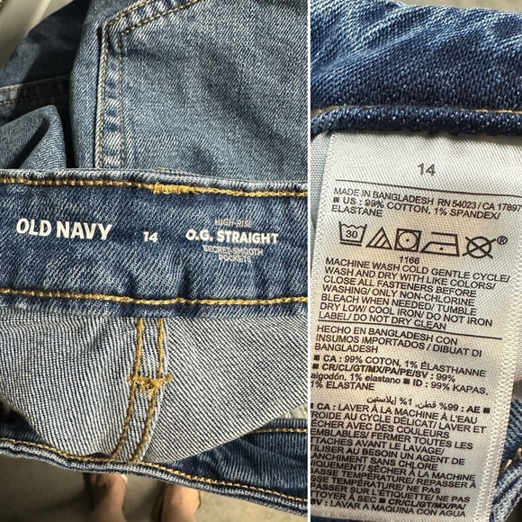Old Navy OG Straight High Rise Blue Denim Distressed Jean Shorts Women’s Size 14 - Picture 14 of 14